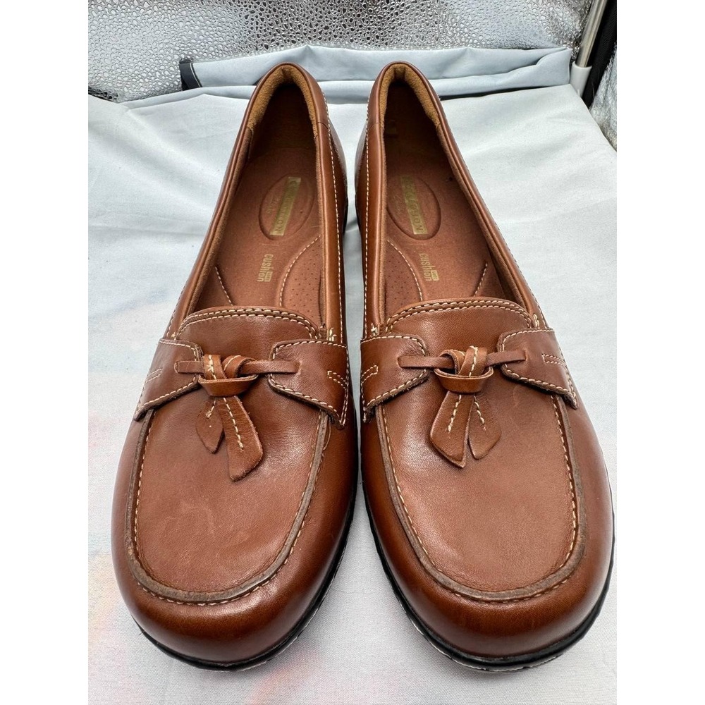 Clarks Ashland Shoes Womens‎ 11 N Brown Leather Tassel Loafers Slip On Cushion